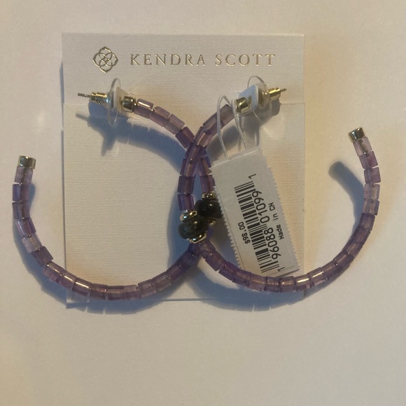 Kendra Scott Purple Beaded Hoop Earrings - Picture 6 of 9